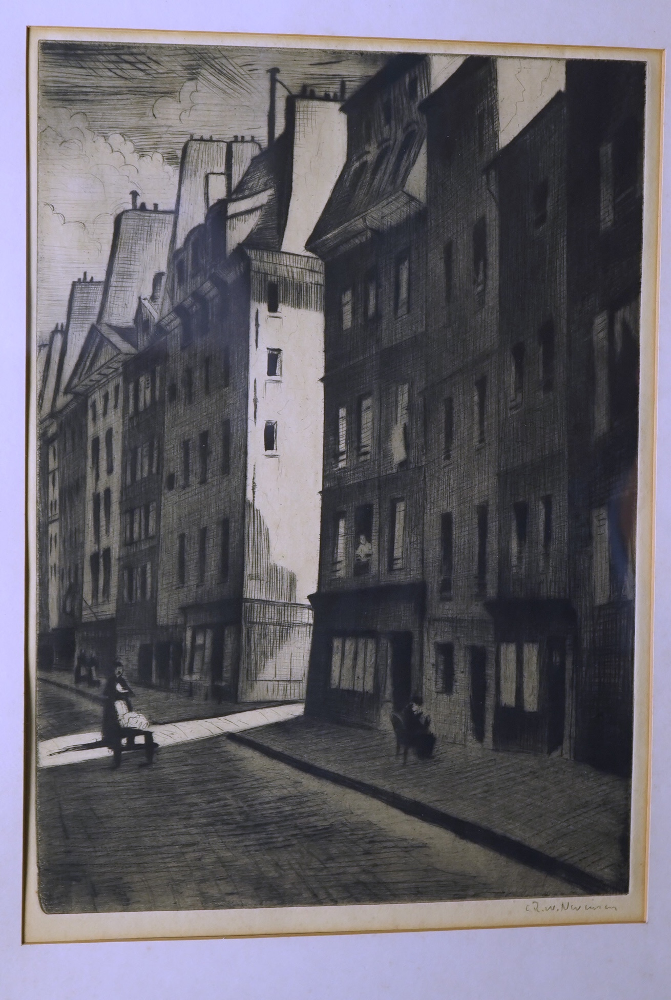 Christopher Richard Wynne Nevinson (English, 1889-1946), 'Quartier Latin', drypoint etching, 35 x 25cm